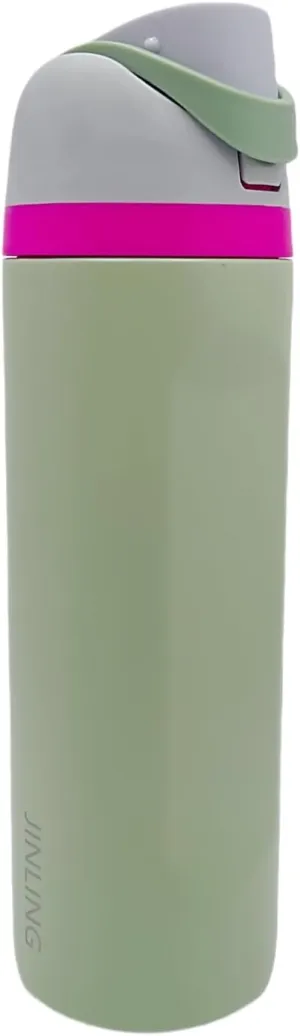 24oz Insulated Stainless Steel Water Bottle with Straw for Sports and Travel, BPA-Free Sports Water Bottle (light green)