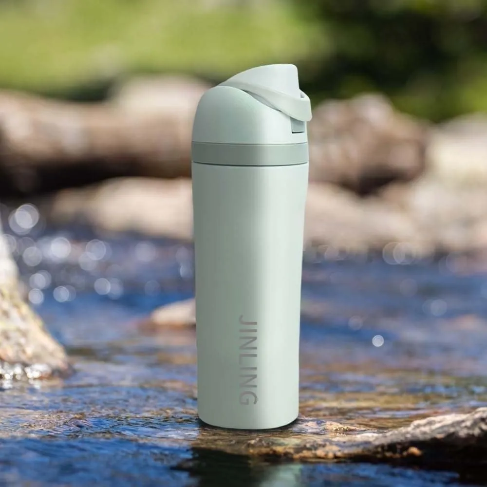 24oz Insulated Stainless Steel Water Bottle with Straw for Sports and Travel, BPA-Free Sports Water Bottle (light green)