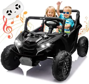 24V 2 Seater Ride on Car for Kids, 400W XL Electric UTV Car W/Parents Remote Control, Power Wheels with Four-Wheel Suspension, 20" Wide Seat, Storage Space, Music, USB, Bluetooth, Black