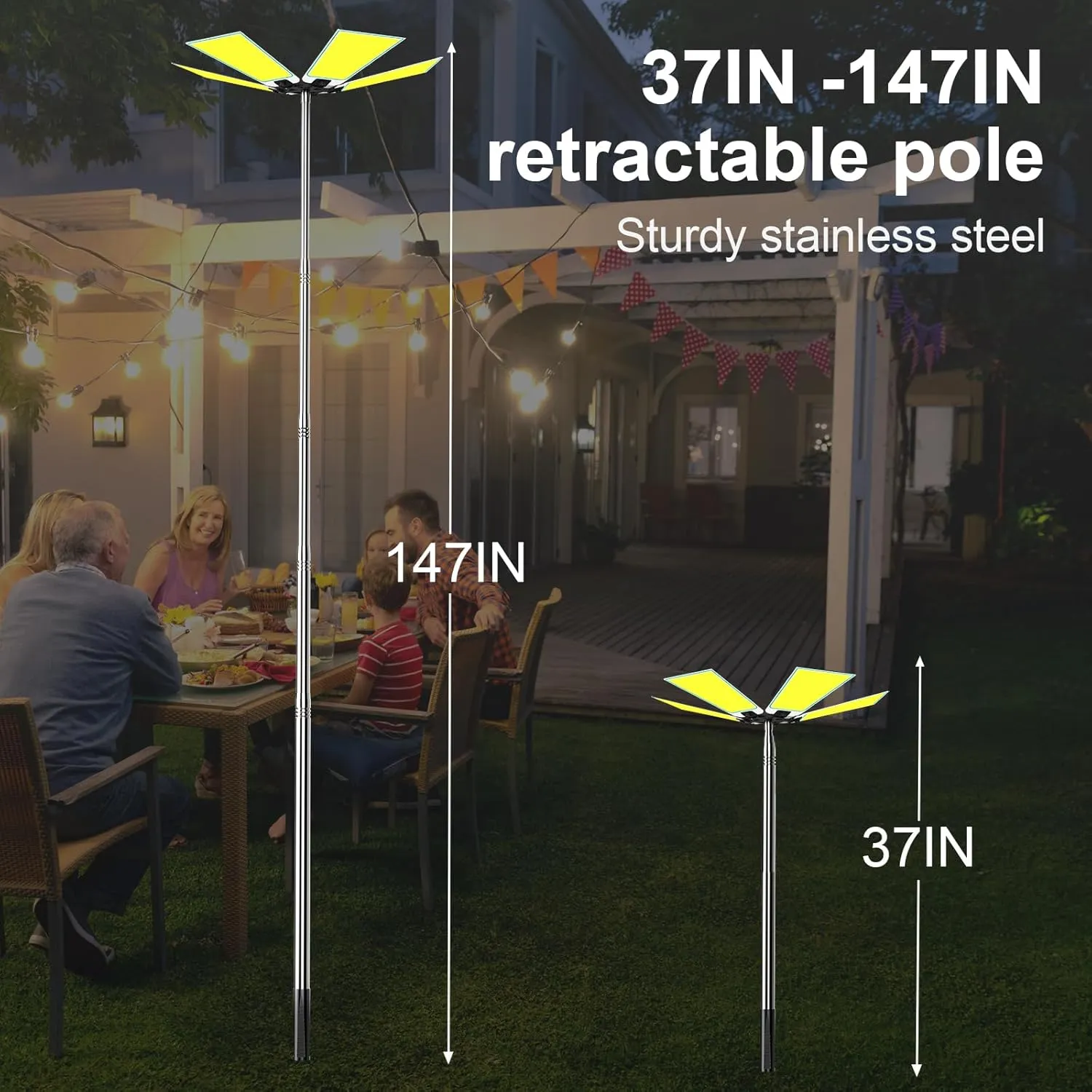 25000lm LED Telescopic Camping Light - Portable Outdoor Telescoping Pole Fishing Night Flood Emergency Backyard Lighting
