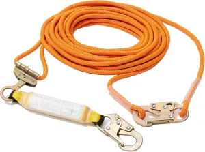 25ft Vertical Roofing Rope，Fall Protection Safety Rope with Two Rope Grab Snap Hooks Shock Absorber，Vertical Lifeline Assembly，Safety Climbing Equipment Roofing Safety Kit