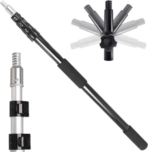 26FT Reach Telescoping Extension Pole, 4-18FT Multi-Purpose Extendable Pole with Universal Twist-on Metal Tip, Lightweight Sturdy Aluminum Paint Roller Extension Pole for Dusting Painting Cleaning