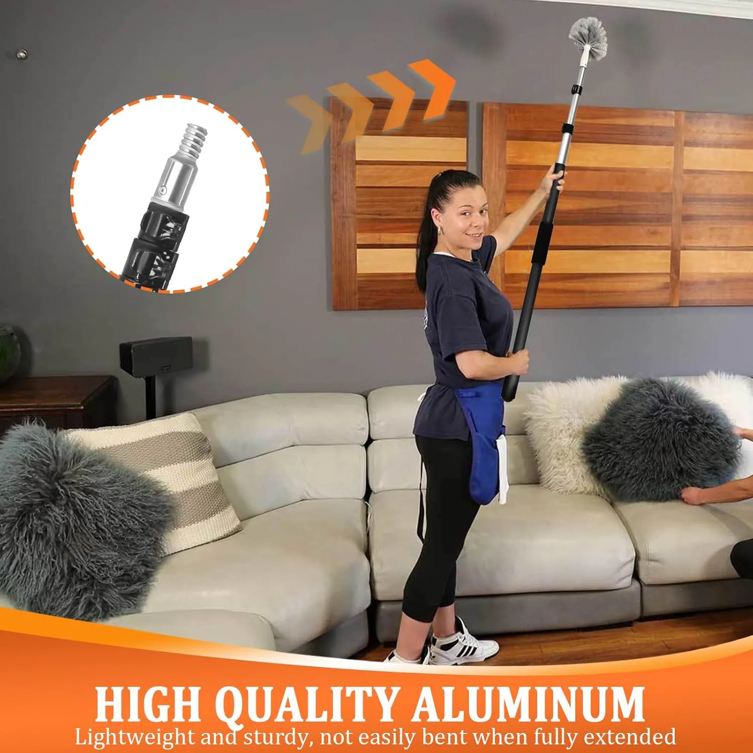 26FT Reach Telescoping Extension Pole, 4-18FT Multi-Purpose Extendable Pole with Universal Twist-on Metal Tip, Lightweight Sturdy Aluminum Paint Roller Extension Pole for Dusting Painting Cleaning