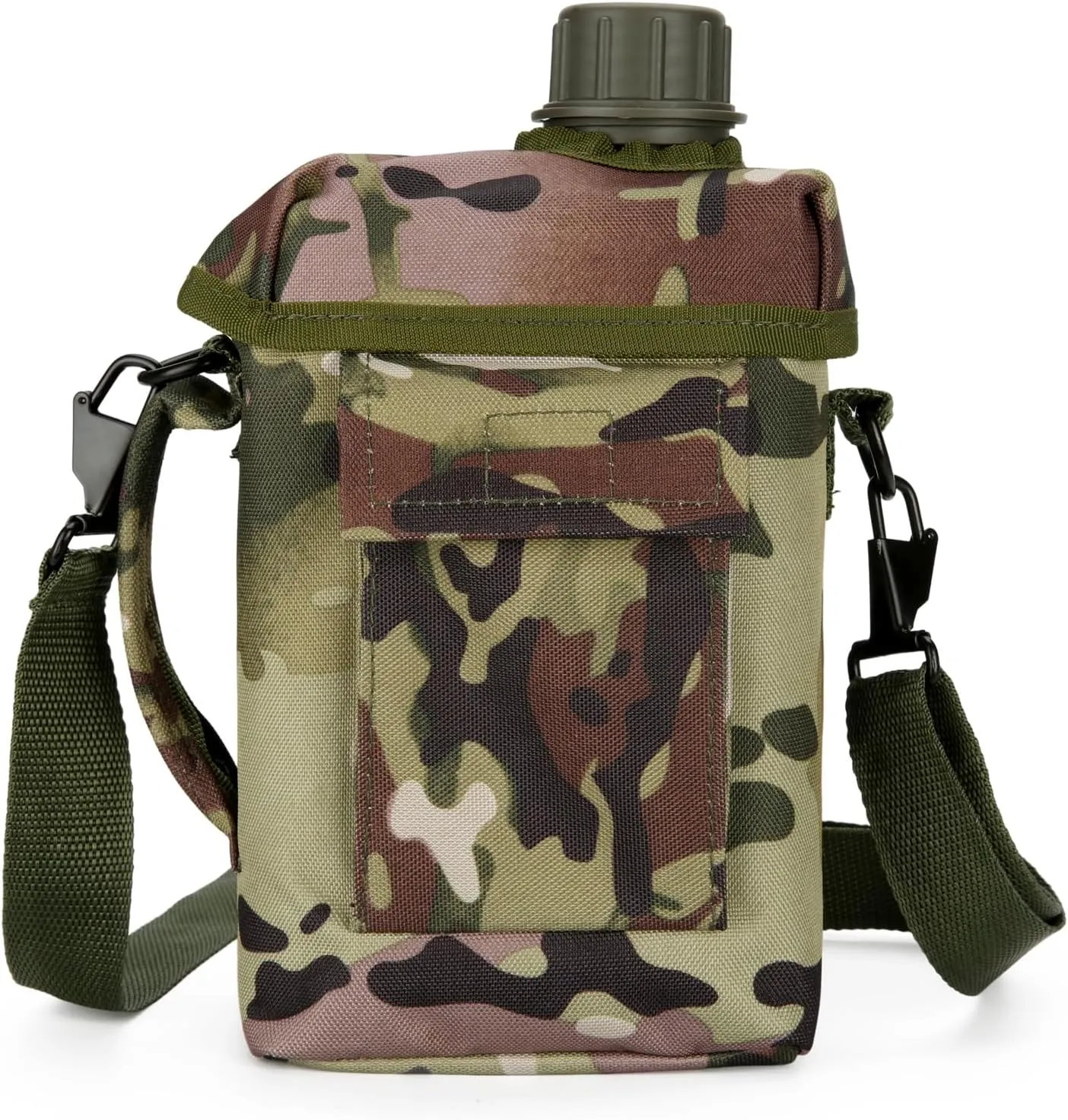 2L Military Square Water Botter Canteen PE Water Botter insulated Carer Cover Portable Tactical Pouch for Hiking Camping Outdoor Acitvties Cam