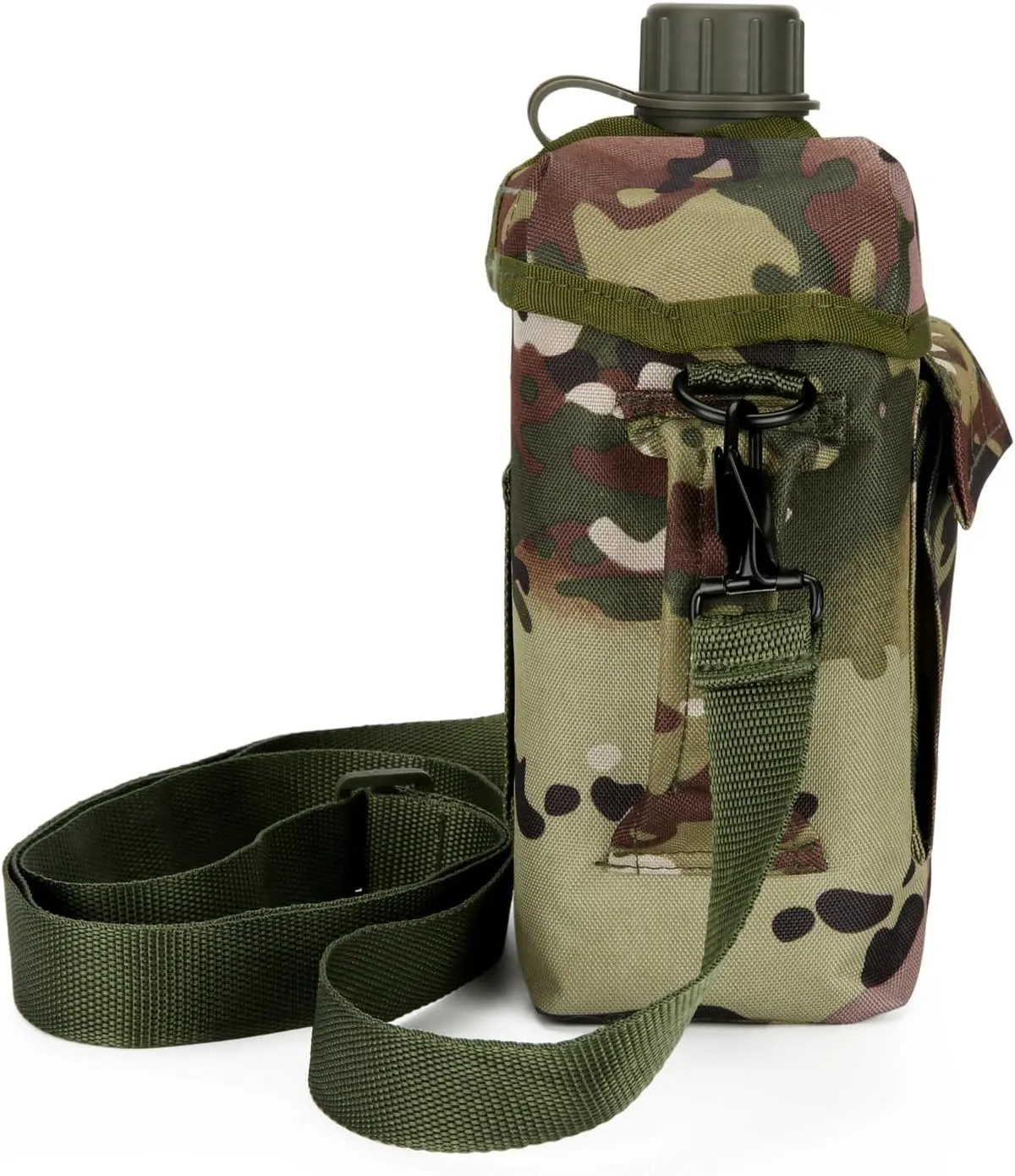 2L Military Square Water Botter Canteen PE Water Botter insulated Carer Cover Portable Tactical Pouch for Hiking Camping Outdoor Acitvties Cam