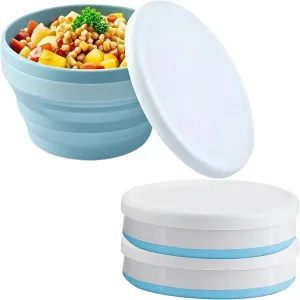 2Pack 550-1000ML Multi - Use Silicone Foldable Set, Lunch Box, Bowl With Lid—Perfect for Outdoor(Blue,550ML)