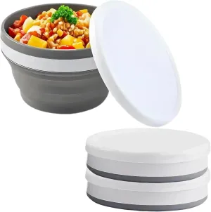 2Pack 550-1000ML Multi - Use Silicone Foldable Set, Lunch Box, Bowl With Lid—Perfect for Outdoor(Gray,550ML)