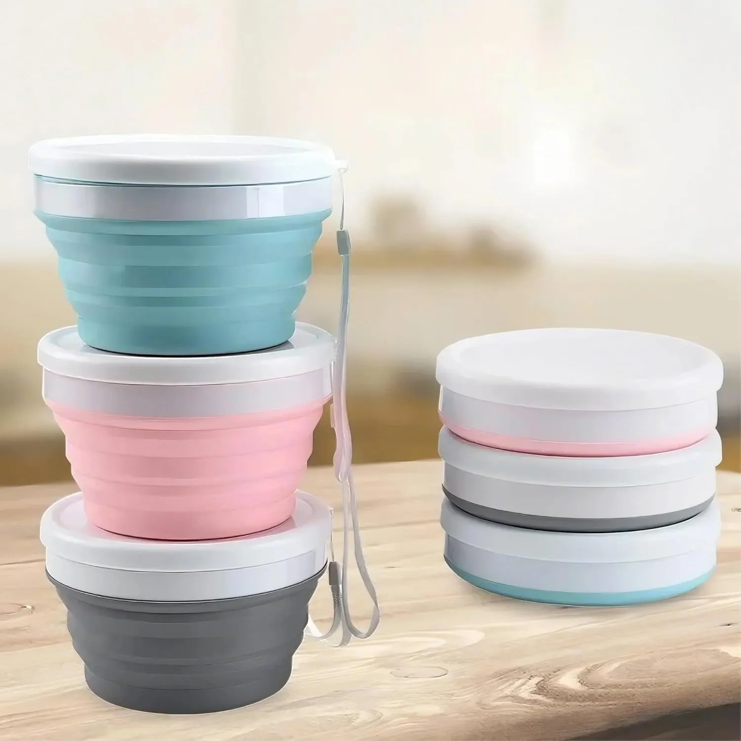 2Pack 550-1000ML Multi - Use Silicone Foldable Set, Lunch Box, Bowl With Lid—Perfect for Outdoor(Gray,550ML)