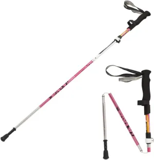 2pc Pack Foldable Trekking Pole, Collapsible and Adjustable Hiking Walking Stick Poles for Outdoor Climbing with Lever Lock (5-Section) for Women/Girl