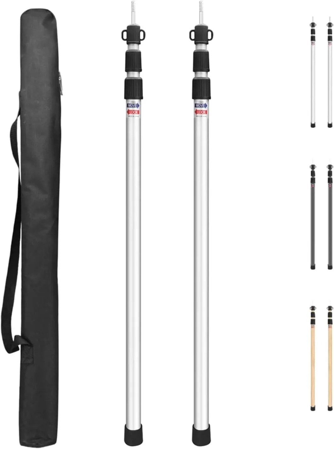 2PCS 2.3m Tarp Poles Telescoping Camping Replacement 3-Section Aluminum Tent Rods for Rain Fly Camping Shelter Awning Canopy(Sliver)