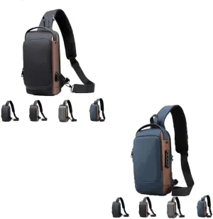 2PCS Carbon Fiber Streamline Anti-Theft Sling Bag, USB Charging Sport Sling Anti-Theft Shoulder Bag (A,M)