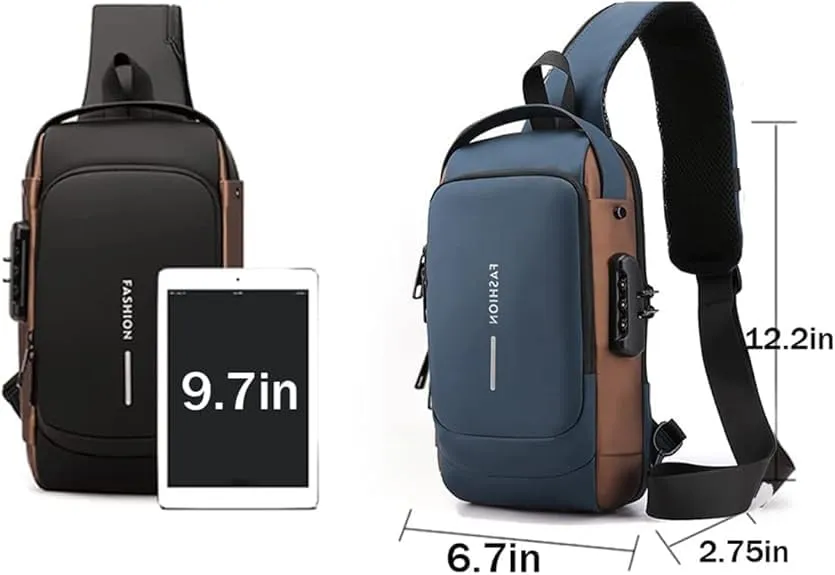 2PCS Carbon Fiber Streamline Anti-Theft Sling Bag, USB Charging Sport Sling Anti-Theft Shoulder Bag (A,M)