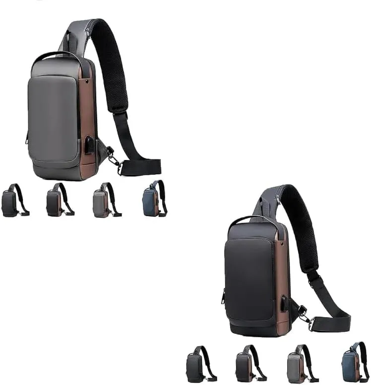 2PCS Carbon Fiber Streamline Anti-Theft Sling Bag