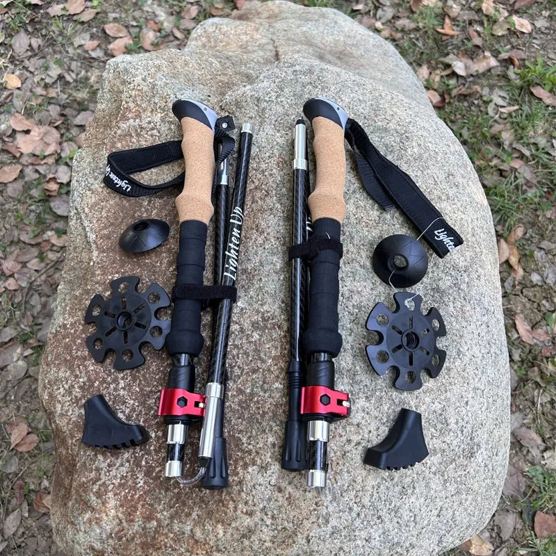 2Pcs Carbon Fibre/Aluminium Alloy Trekking Poles