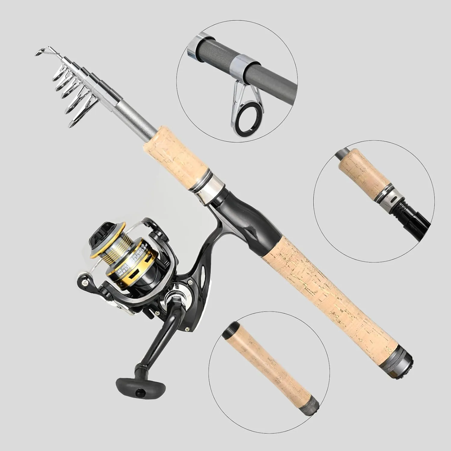 2PCS Fishing Pole Combo,Carbon Fiber Fishing Pole ，12  1 Shielded Bearings Stainless Steel BB Spinning Reels Fishing Carrier Bag for Travel Saltwater Freshwater