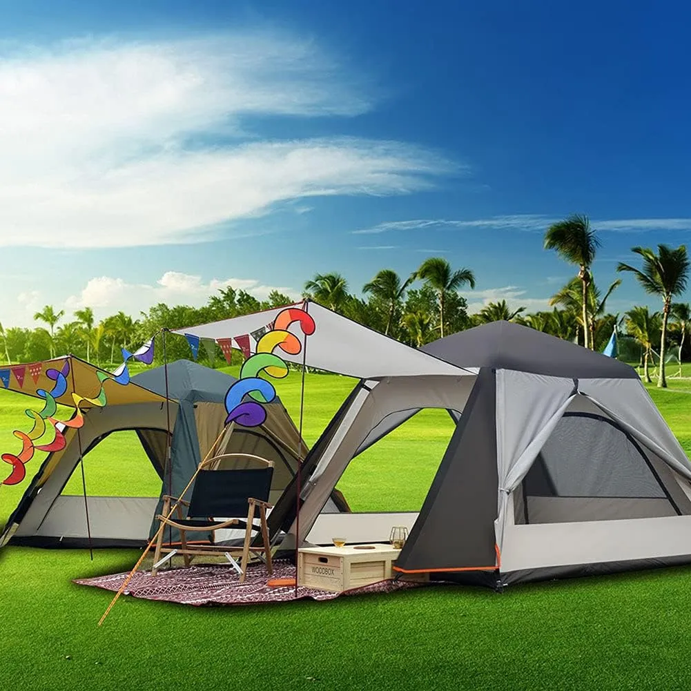 3-4 Person Automatic Pop-up Tent with Porch Camping Tent for Family Portable Cabana Tent for Outdoor Camping Hiking Fishing (Coffee 3)