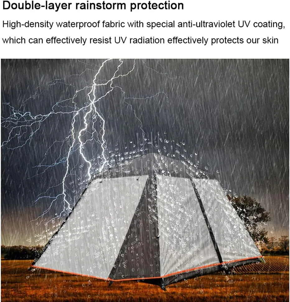 3-4 Person Automatic Pop-up Tent with Porch Camping Tent for Family Portable Cabana Tent for Outdoor Camping Hiking Fishing (Coffee 3)
