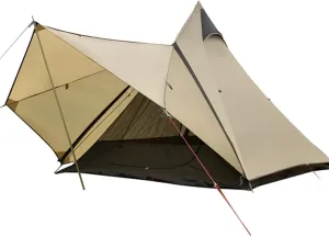 3-4 Person Camping Family Teepee Tent Outdoor Double Layers Indian Tipi Tent Suitable for Camping Hiking Holi (Yellow 320X240X200CM) (Yellow 320X240X200CM)