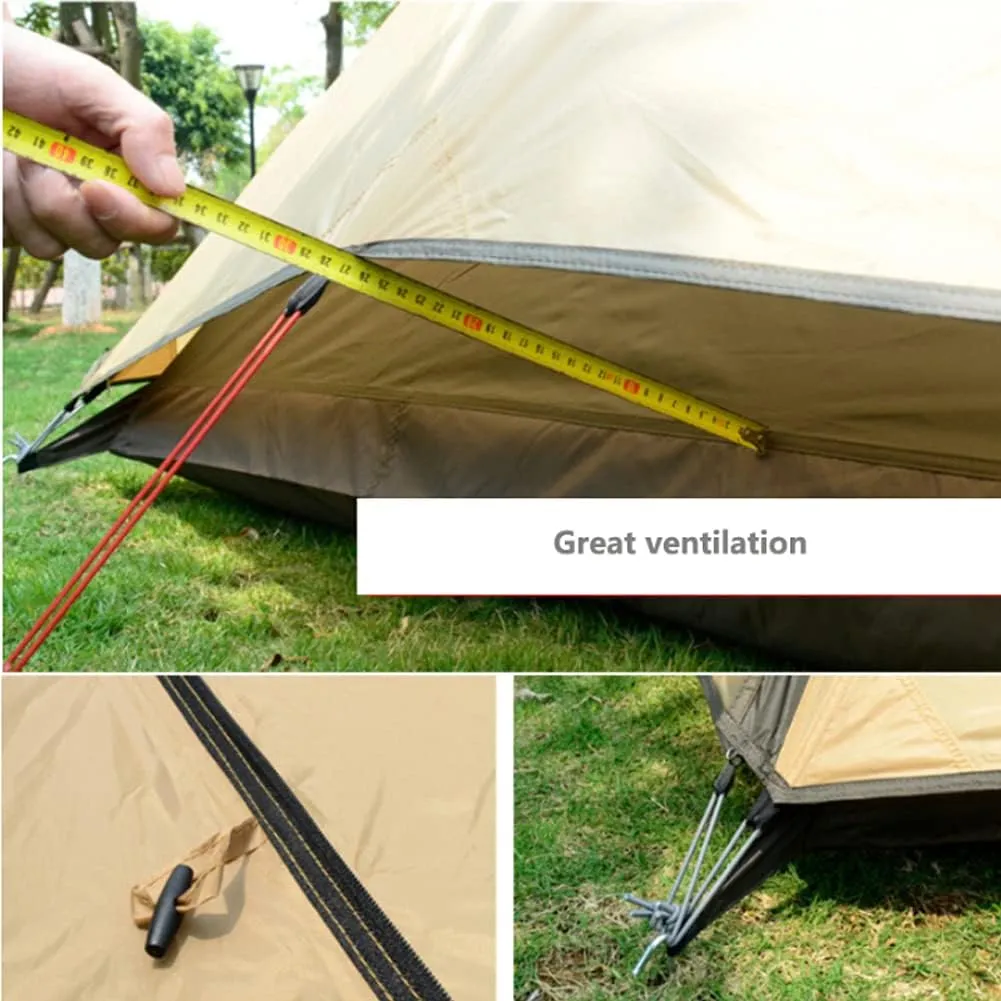 3-4 Person Camping Family Teepee Tent Outdoor Double Layers Indian Tipi Tent Suitable for Camping Hiking Holi (Yellow 320X240X200CM) (Yellow 320X240X200CM)