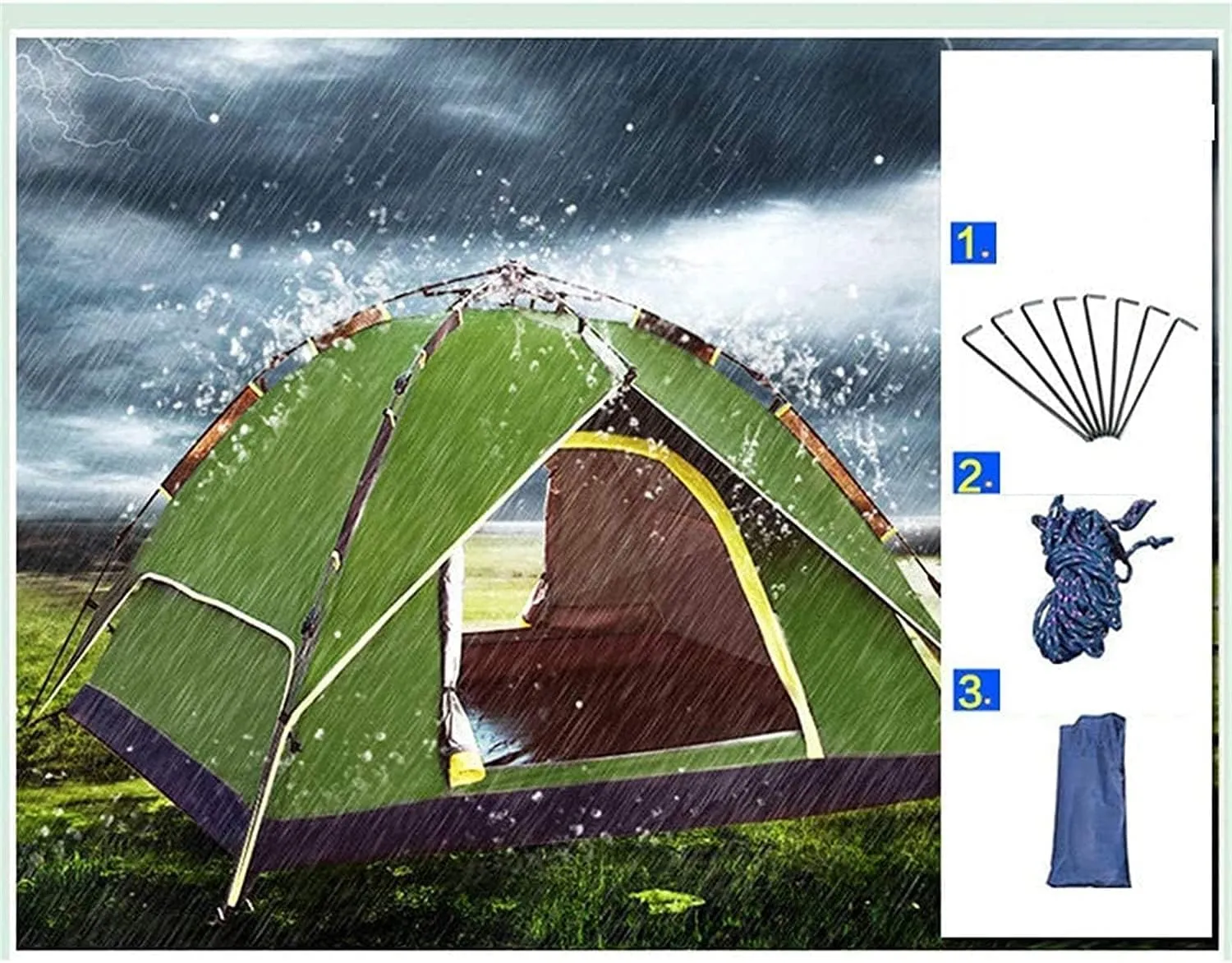 3-4 Person Camping Tent 60 Seconds Set Up Tent Pop Up Outdoor Sports Tent Camping Sun Shelters Instant Cabin Tent Advanced Venting Design (Green)