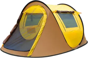3-4 Person Pop Up Camping Tents, Automatic Portable Family Tent with Two Windows and Two Doors, Single Layer Waterproof Easy Setup Outdoor Dome Tent for Picnic, Hiking, Fishing
