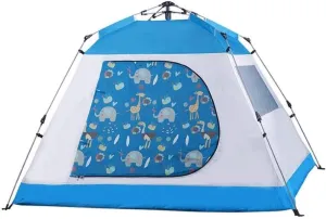 3-4 Person Waterproof Camping Tent for Hiking, Fishing, Beach, 4 Seasons, Single Layer, Quick Setup with Double Doors