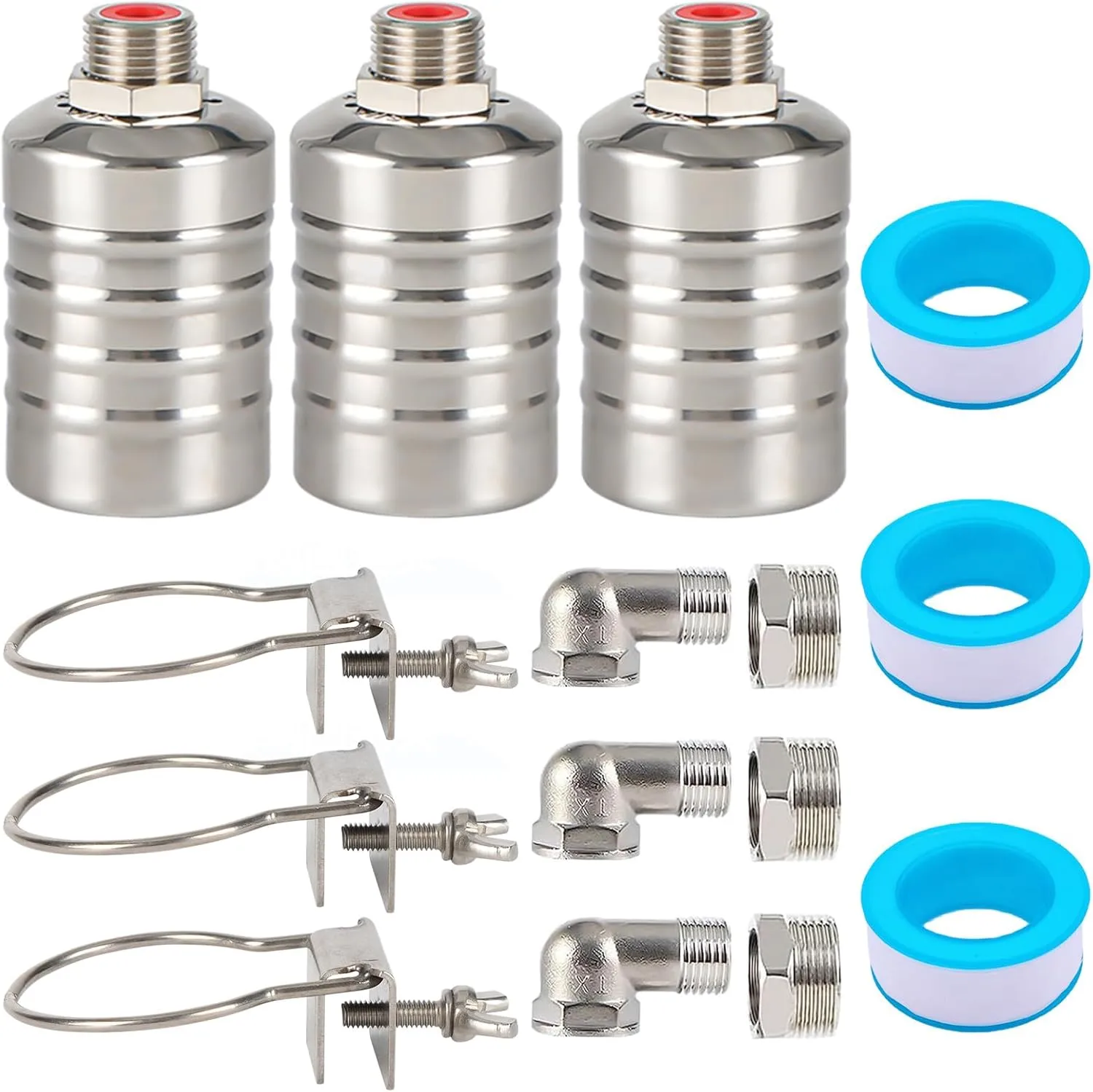 3 Pack Water Float Valve For Water Tank,1/2" to 3/4'' Fully Automatic Water Level Control Float Valve, 304 Stainless Steel Water Trough Float Valve For Water Tank Pool Livestock Troughs Distille