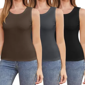 3 Pcs Womens Thermal Tank Tops Fleece Cami Underwear Tops Soft Sleeveless Undershirt Warm Base Layer Vest