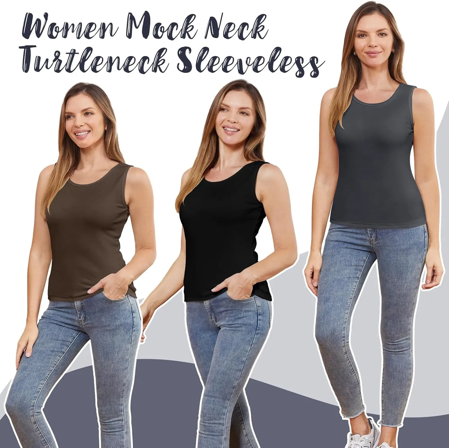 3 Pcs Womens Thermal Tank Tops Fleece Cami Underwear Tops Soft Sleeveless Undershirt Warm Base Layer Vest