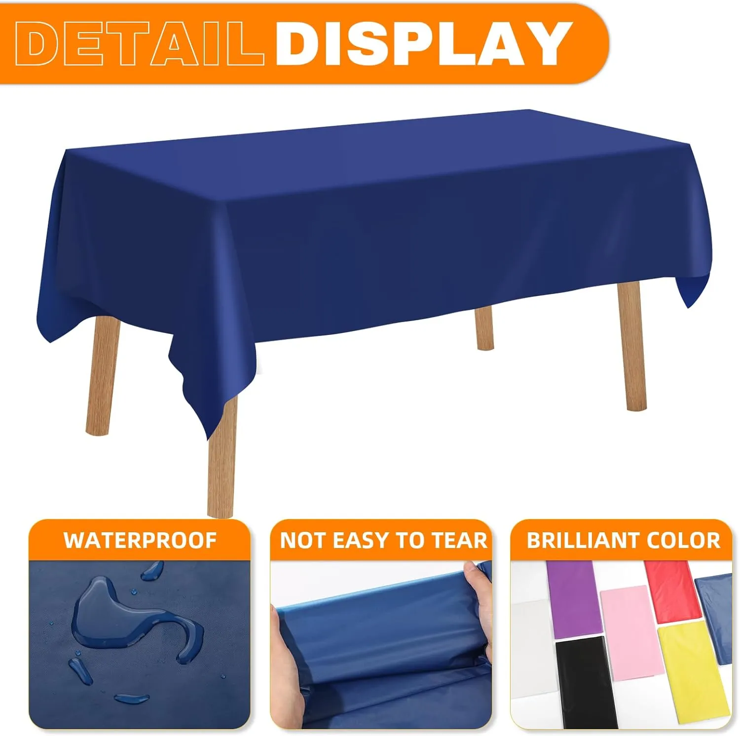 30 Pack Blue Plastic Table Cloths Disposable，54 x 108 Inches Plastic Table Cover for Rectangle Tables，Disposable Tablecloth for Dinning，Parties，BBQ，Wedding，Outdoor