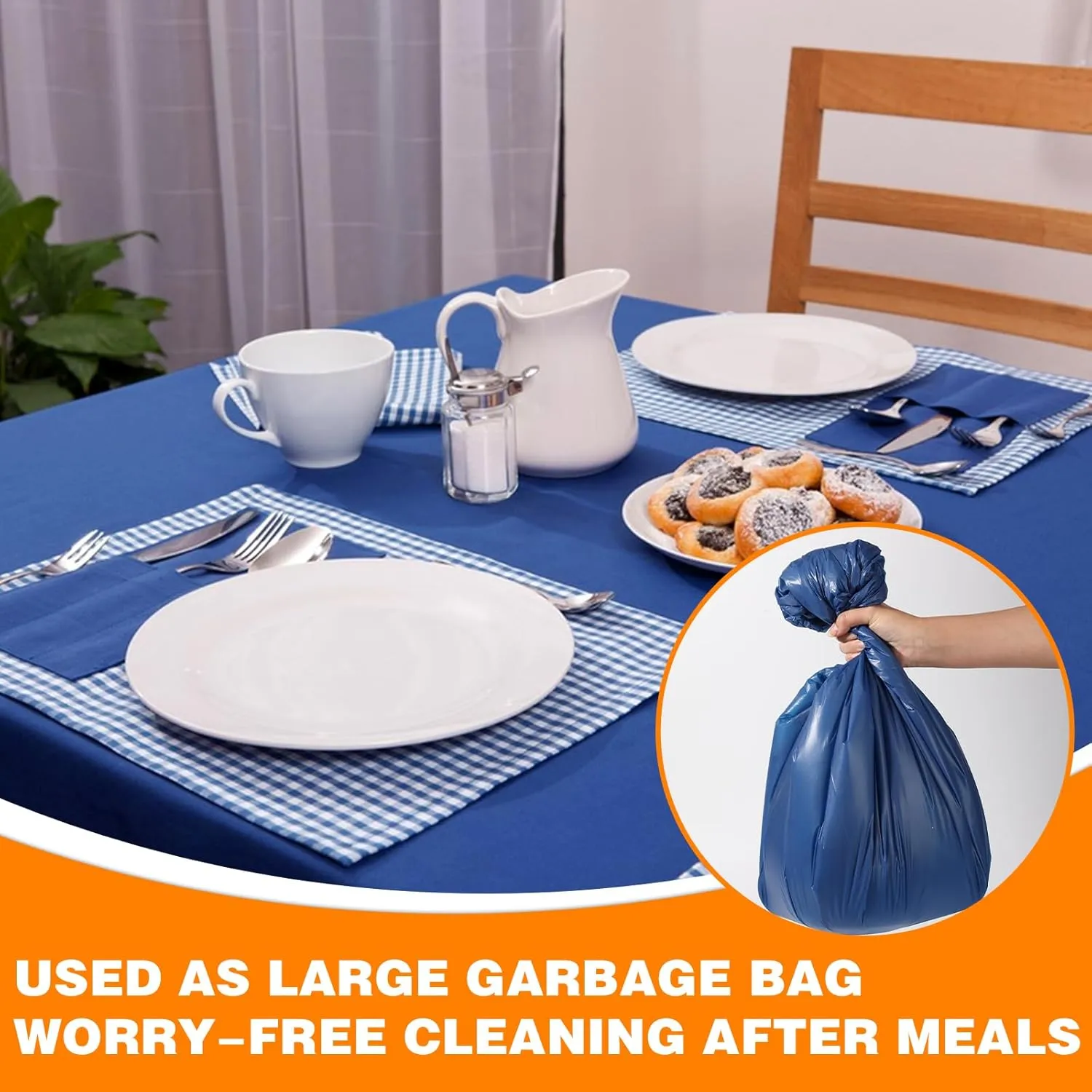 30 Pack Blue Plastic Table Cloths Disposable，54 x 108 Inches Plastic Table Cover for Rectangle Tables，Disposable Tablecloth for Dinning，Parties，BBQ，Wedding，Outdoor