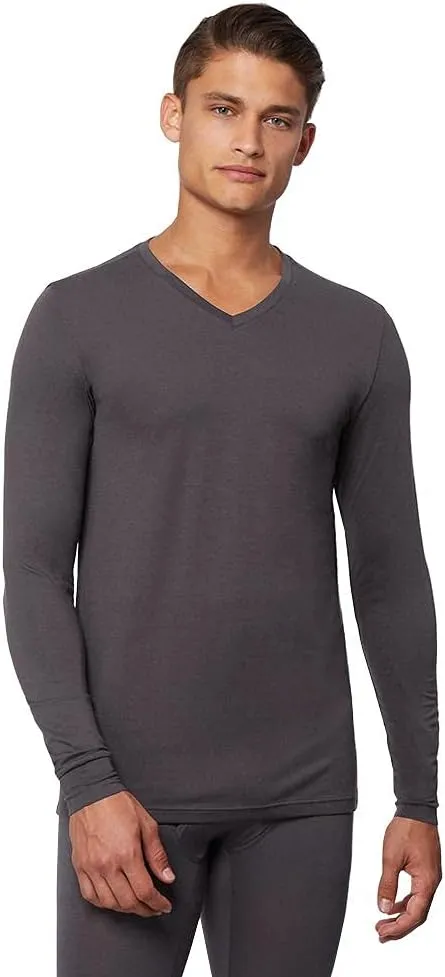 32 Degrees Heat Mens Performance Thermal Lightweight Baselayer Vneck Long Sleeve Top