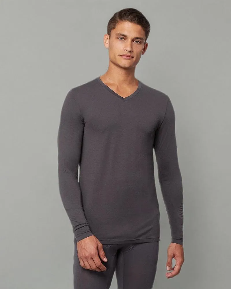 32 Degrees Heat Mens Performance Thermal Lightweight Baselayer Vneck Long Sleeve Top