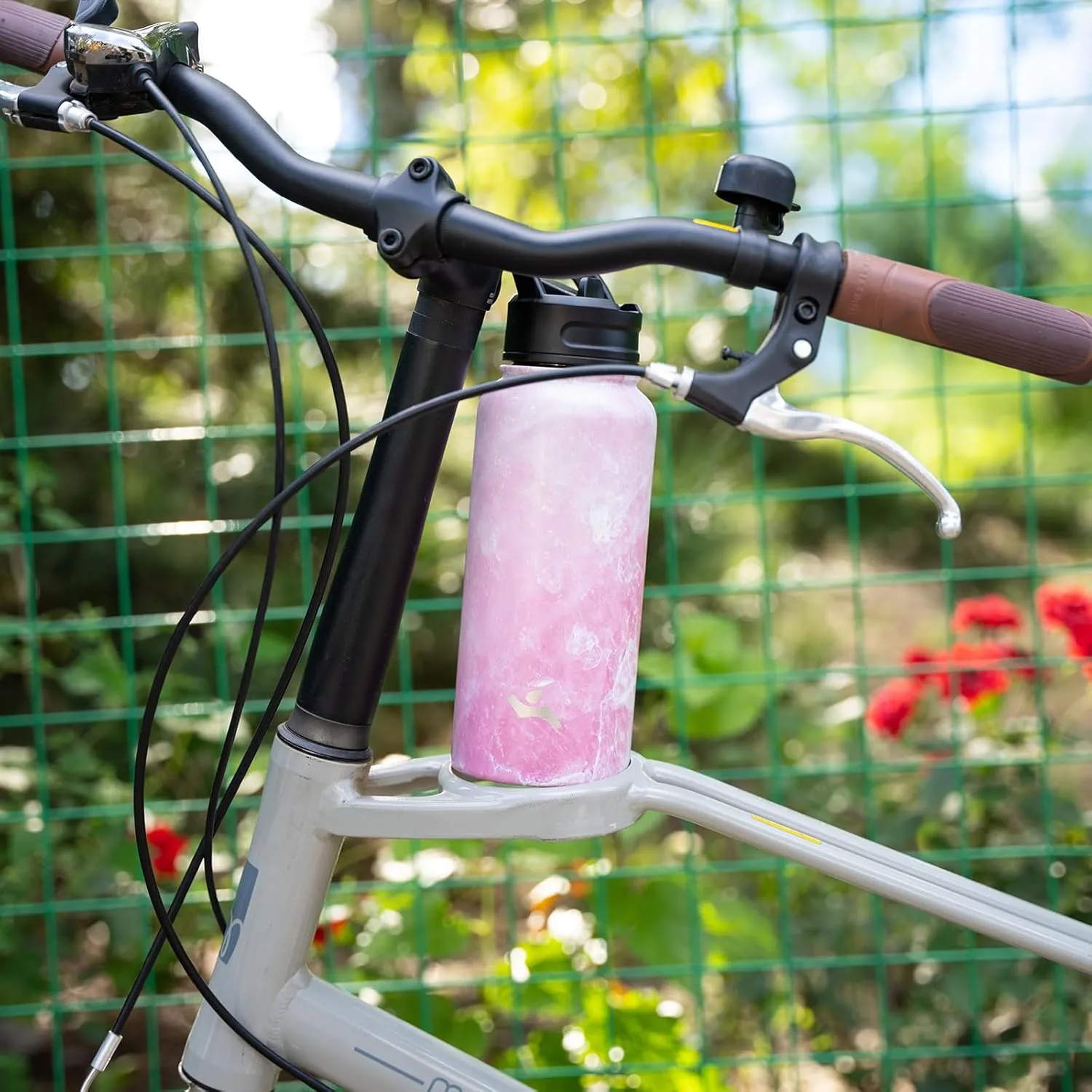 32 oz Insulated Water Bottle Stainless Steel Sport Bottles with 3 Lids,Marble Blossom