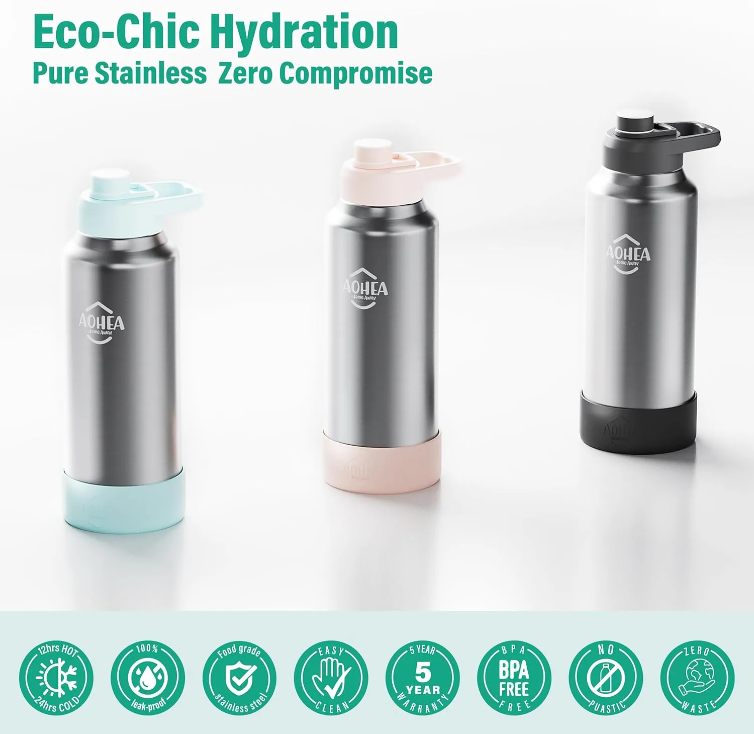 32oz（26 6） oz Insulated Water Bottle with straw and Hidden storage（6oz）, Stainless Steel Double Walled Vacuum Sports Water Bottle with 2 Lids for Gym Camping Hiking(Pink)