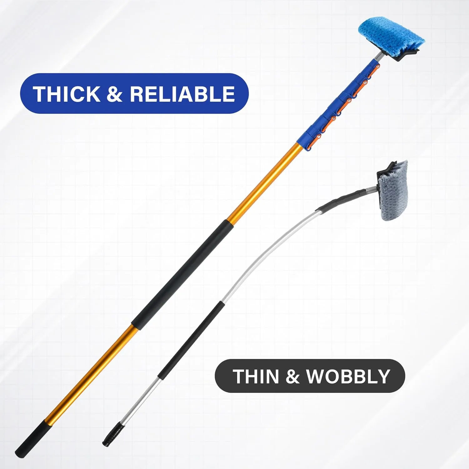 36 FT Exterior House Cleaning Brush Set with 7-30 Foot Telescoping Extension Pole, Soft Scrub Car Wash Brush, Medium Bristle Cleaning Brush and Window Squeegee & Washer
