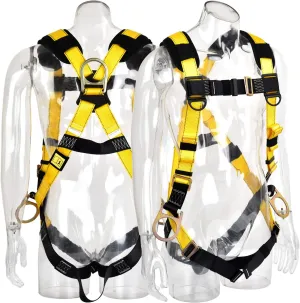 3D-Ring Industrial Fall Protection Safety Harness ANSI/ASSE Z359.11-2021 Compliant Full Body Personal Protection Equipment 5-Point Adjustment Universal 310 lbs
