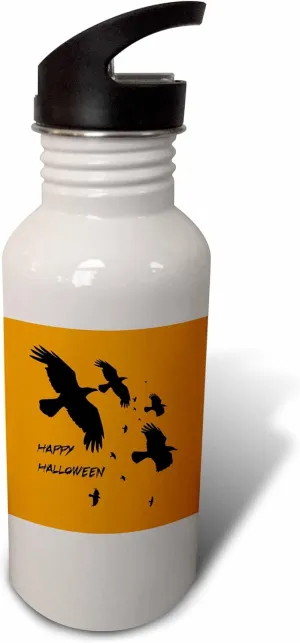 3dRose Happy Halloween Crows In Flight Vector Silhouette - Water Bottles (wb-384340-2)