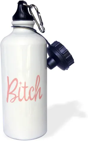 3dRose "Bitch Flip Straw" Water Bottle, 21 oz, White