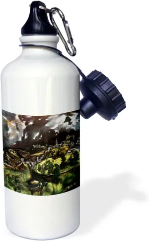 3dRose Straw Water Bottle View of Toledo by El Greco - 21oz
