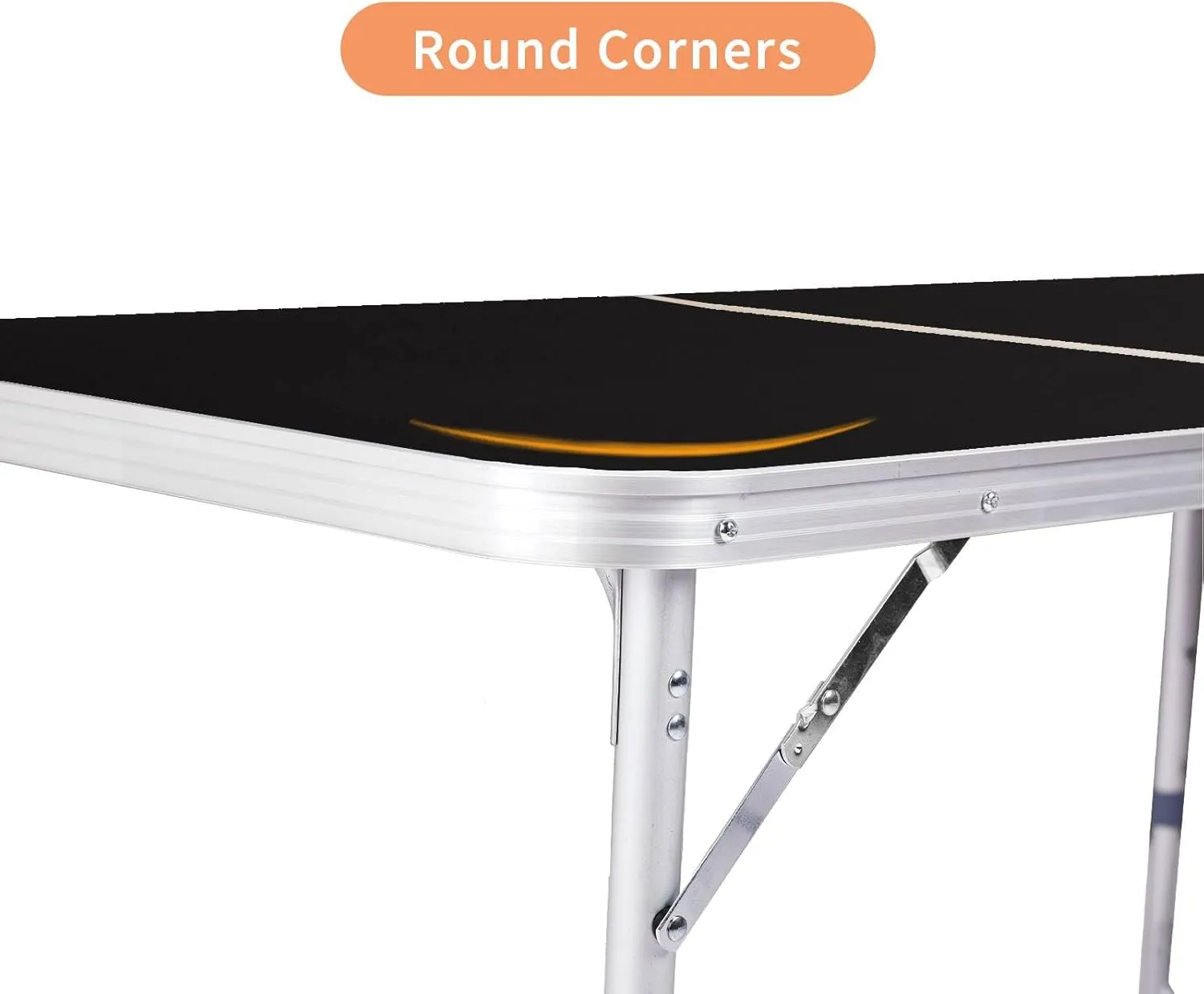 3ft Folding Camping Table, Portable Rectangular Dining Tables, Smooth Wood Grain Surface, Aluminum Picnic Table with Carry Handle, Multipurpose Patio Tables Easy to Clean (Black)