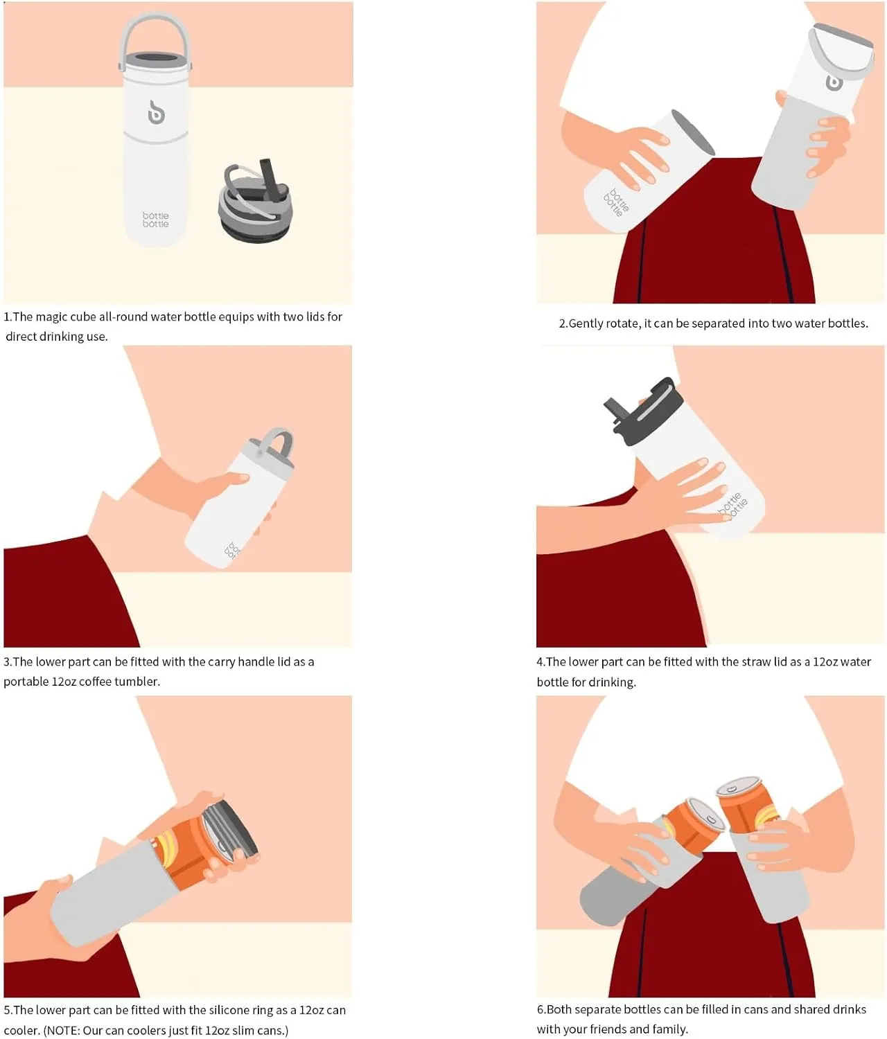 3IN1 Magic water bottle gray