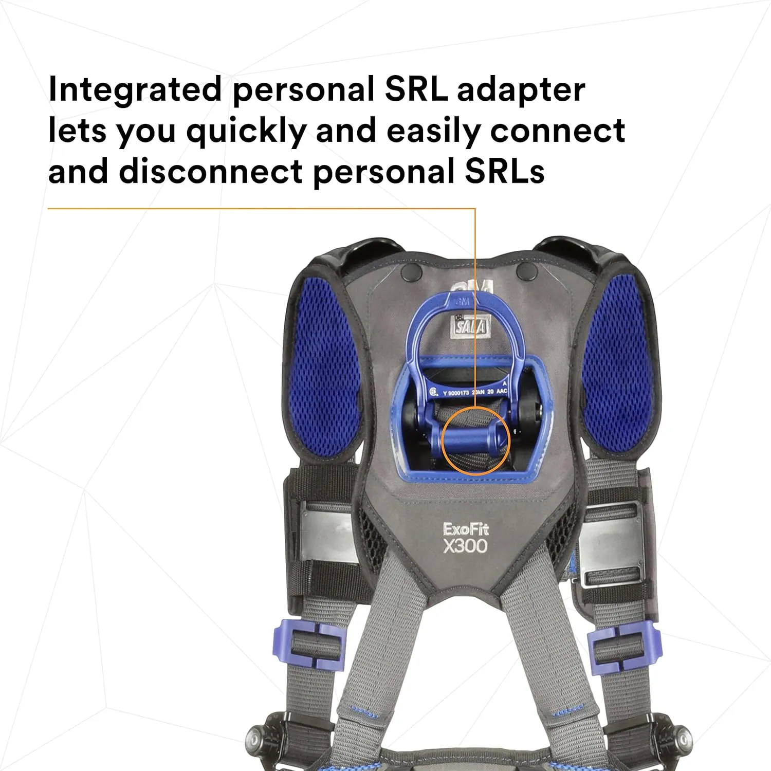 3M 1113121 DBI-SALA ExoFit X300 Comfort Construction Positioning Safety Harness, Construction Fall Protection, Aluminum Back and Hip D-Rings, Auto-Locking Quick Connect Leg and Chest Buckles, Small