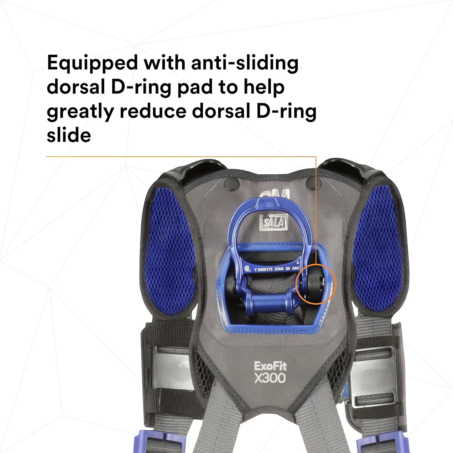 3M 1113121 DBI-SALA ExoFit X300 Comfort Construction Positioning Safety Harness, Construction Fall Protection, Aluminum Back and Hip D-Rings, Auto-Locking Quick Connect Leg and Chest Buckles, Small