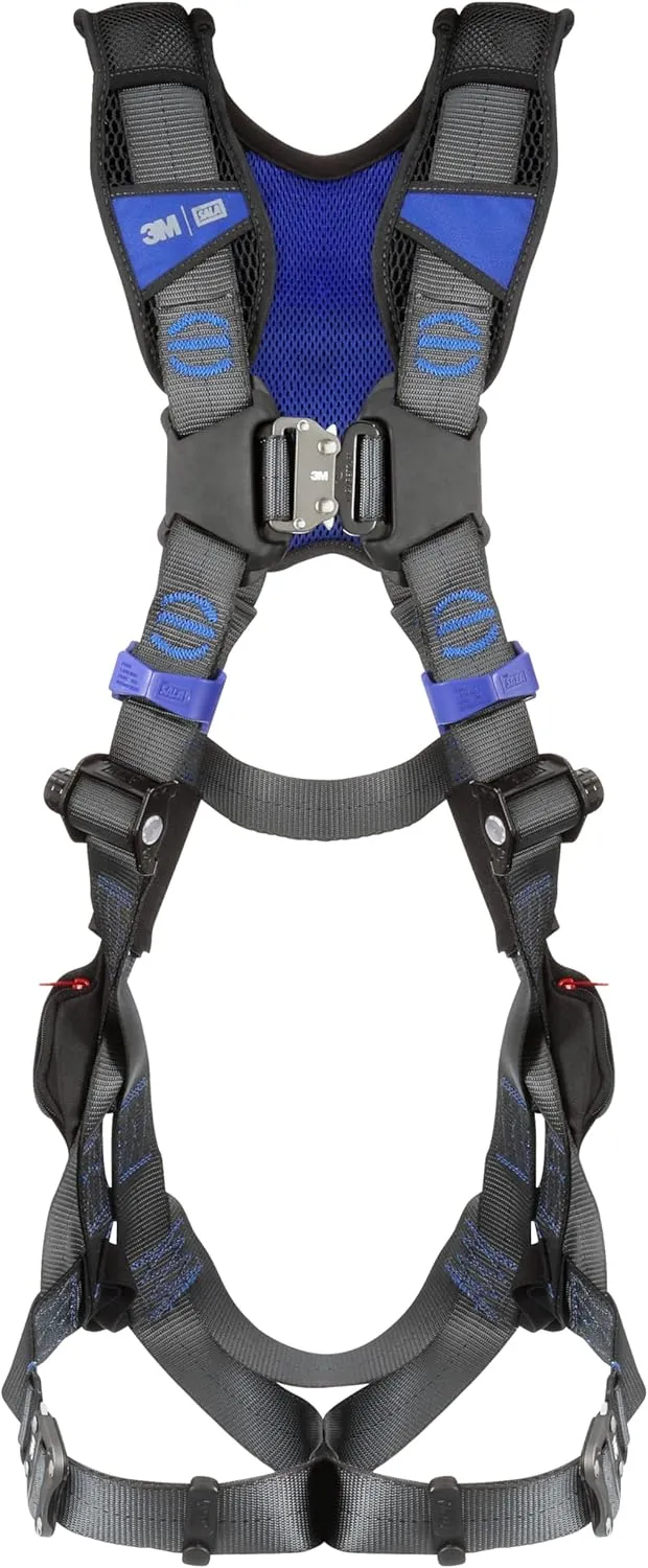 3M DBI-SALA ExoFit X300 X-Style Vest Safety Harness with Back Padding, Quick Connect Chest and Leg Buckles, Back D-Ring, Confined Space, Rigging, Climbing, Positioning, 3X-Small/2X-Small