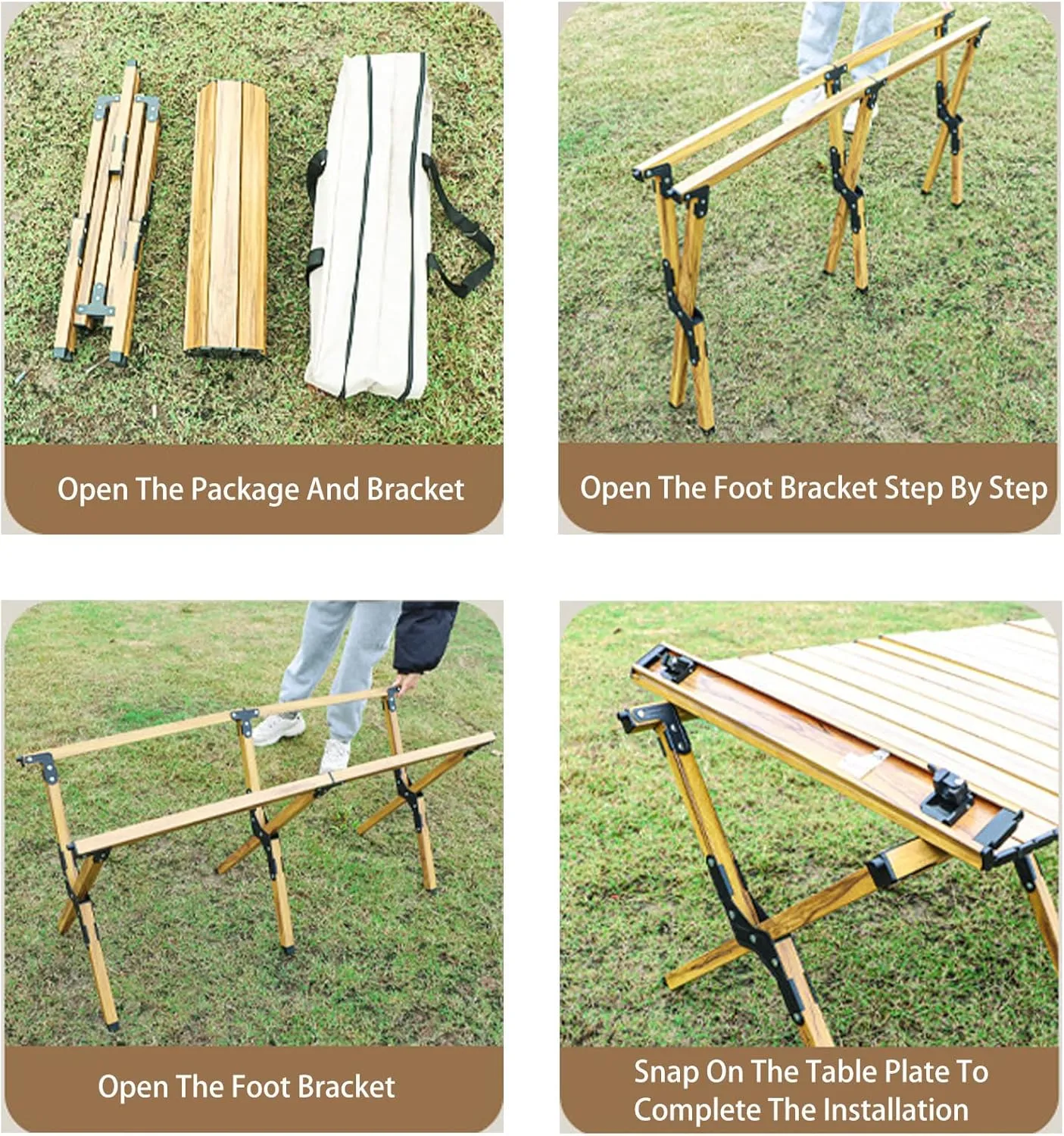 4-6 People Camping Table, Roll-Up Lightweight Picnic Table with Large Aluminum Tabletop & Carrying Bag, Portable Outdoor Folding Table for Hiking, Backpacking & Fishing(Carbon Steel Yellow,L