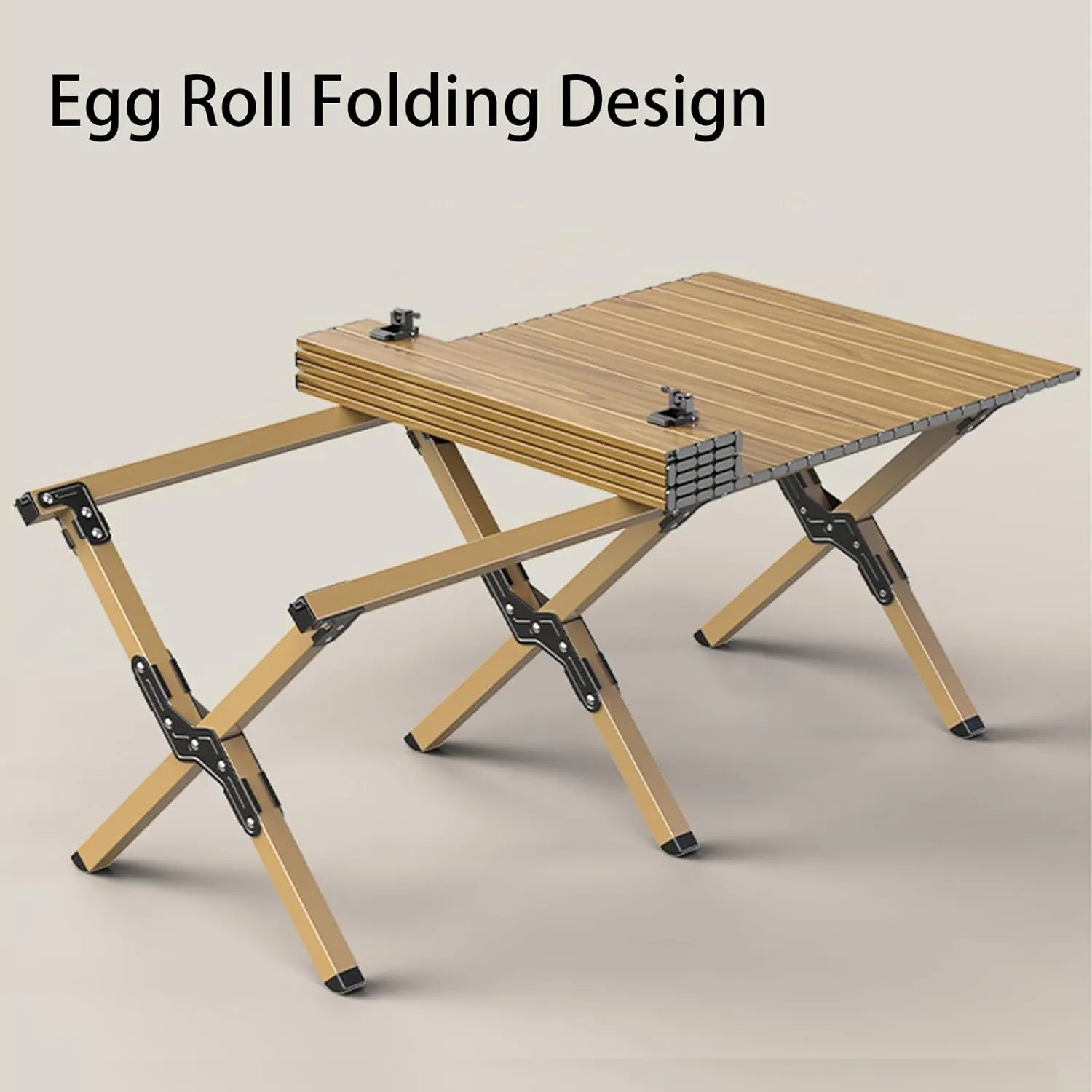 4-6 People Camping Table, Roll-Up Lightweight Picnic Table with Large Aluminum Tabletop & Carrying Bag, Portable Outdoor Folding Table for Hiking, Backpacking & Fishing(Carbon Steel Yellow,L