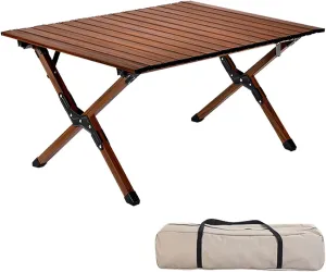 4-6 People Camping Table, Roll-Up Lightweight Picnic Table with Large Aluminum Tabletop & Carrying Bag, Portable Outdoor Folding Table for Hiking, Backpacking & Fishing(Carbon Steel Yellow,L