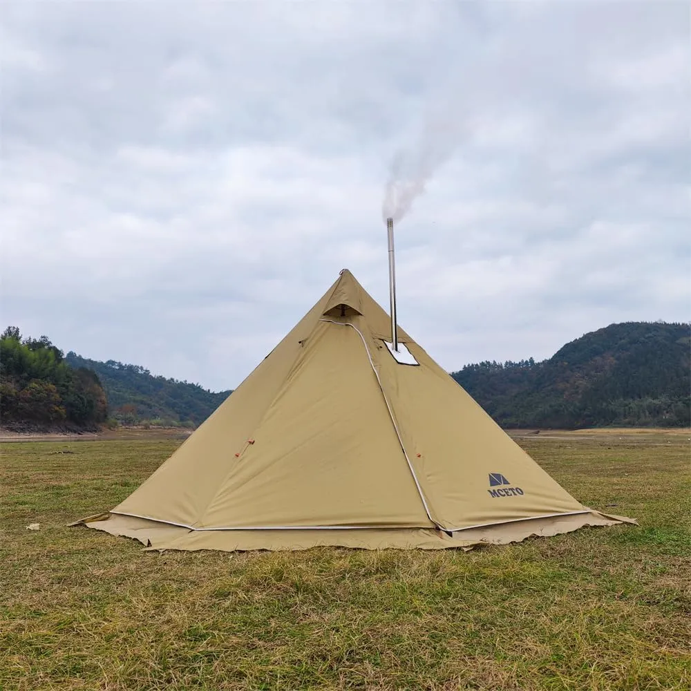 4-6 Person Pyramid Tipi Hot Tent for Camping, Backpacking, Fishing, Wilderness Exploration, Hunting