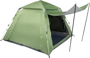 4 Person Pop Up Tent Instant Tents for Camping, Spring Quick Opening Family Tent Camping,Venting Cabin Tent with 2 Doors & 2 Mesh Windows,Easy Set Up Dome Tent for Camping Beach Outdoor Trave